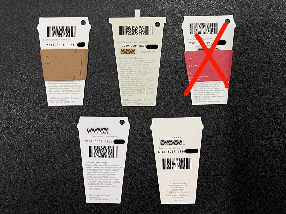 PH Drink Starbucks Card (Category: Store Credits) located in Cabiao. Submitted by johnmaverickhz (Listing ID 1345575555, Image 2). Description: ₱70 each pin intact for collection purposes only.