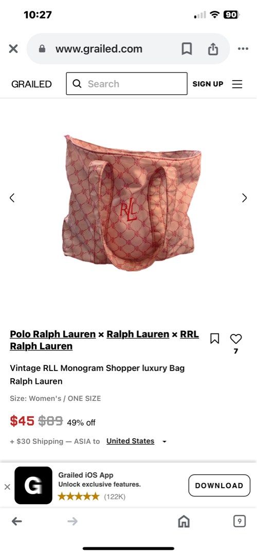Rl tote bag (Category: Luxury Bags & Wallets) located in Calamba. Submitted by angelspetdogs (Listing ID 1350443839, Image 3). Description: Original Rl tote bag with minimal sign of wear.