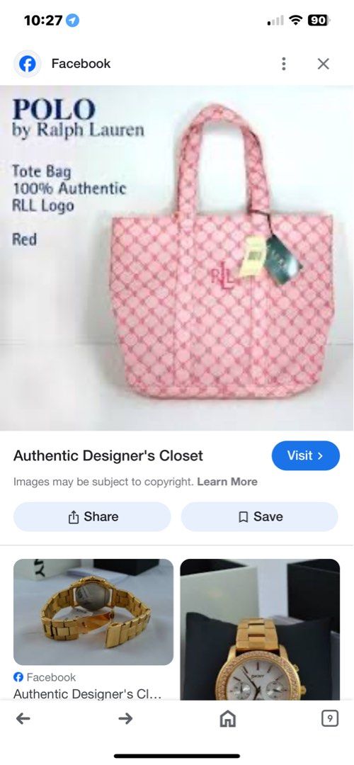 Rl tote bag (Category: Luxury Bags & Wallets) located in Calamba. Submitted by angelspetdogs (Listing ID 1350443839, Image 2). Description: Original Rl tote bag with minimal sign of wear.