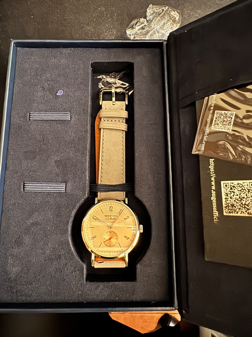 Seestern Automatic Watch - 38mm beige dial Nomos Homage (Category: Men's Watches) located in Manila. Submitted by radboymd (Listing ID 1350655143, Image 1). Description: For Sale Seestern Automatic Watch - 38mm beige dial Nomos Homage Complete set. Like new. .
