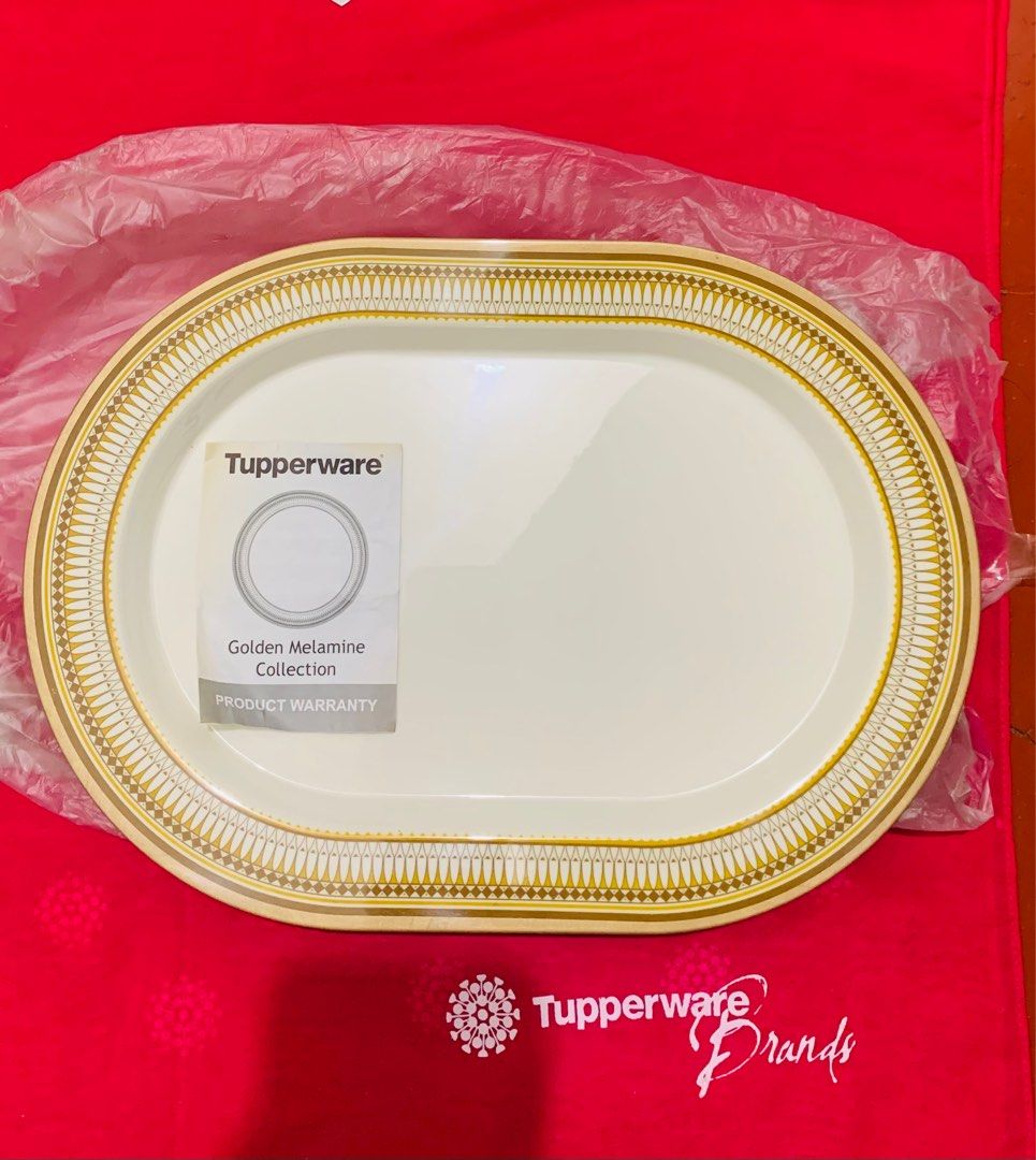 Tupperware Melamine Large Serving Platter (2pcs.) (Category: Dinnerware & Cutlery) located in Quezon City. Submitted by cedric.shin (Listing ID 1350631206, Image 2). Description: ✅ Original Purchased Order (P.O) from tupperware Branch ✅ dimensions: 35cm L X 25 cm W X 2.5 cm H ✅ Selling as set ✅ 100% Brandnew not used, medyo maalikabok lang yung plastic na pinaglagyan since matagal nakatabi sa stockroom advantage of melamine 👉🏻 Scratch Resistant