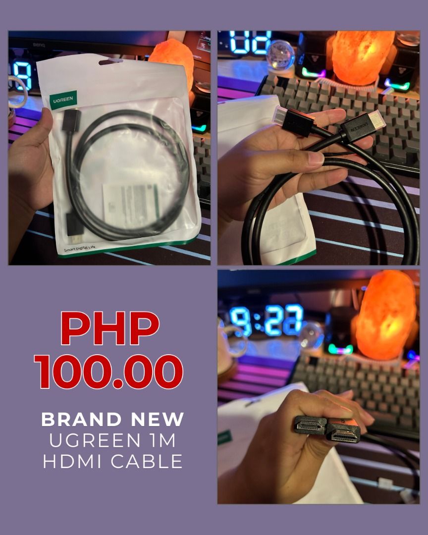 UGreen HDMI 1M Cable (Category: Cables & Adaptors) located in Mandaluyong City. Submitted by heyaaamatcha (Listing ID 1350686263, Image 1). Description: To ship via Lalamove/Moveit etc... shouldered by buyer. Payment thru bank transfer/GCash or COD..