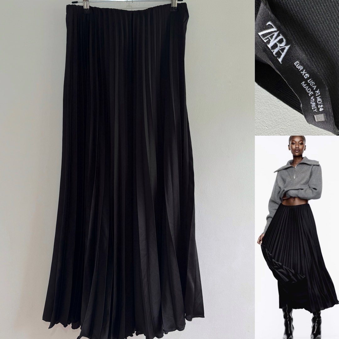 Zia Pleated Mesh Skirt Black