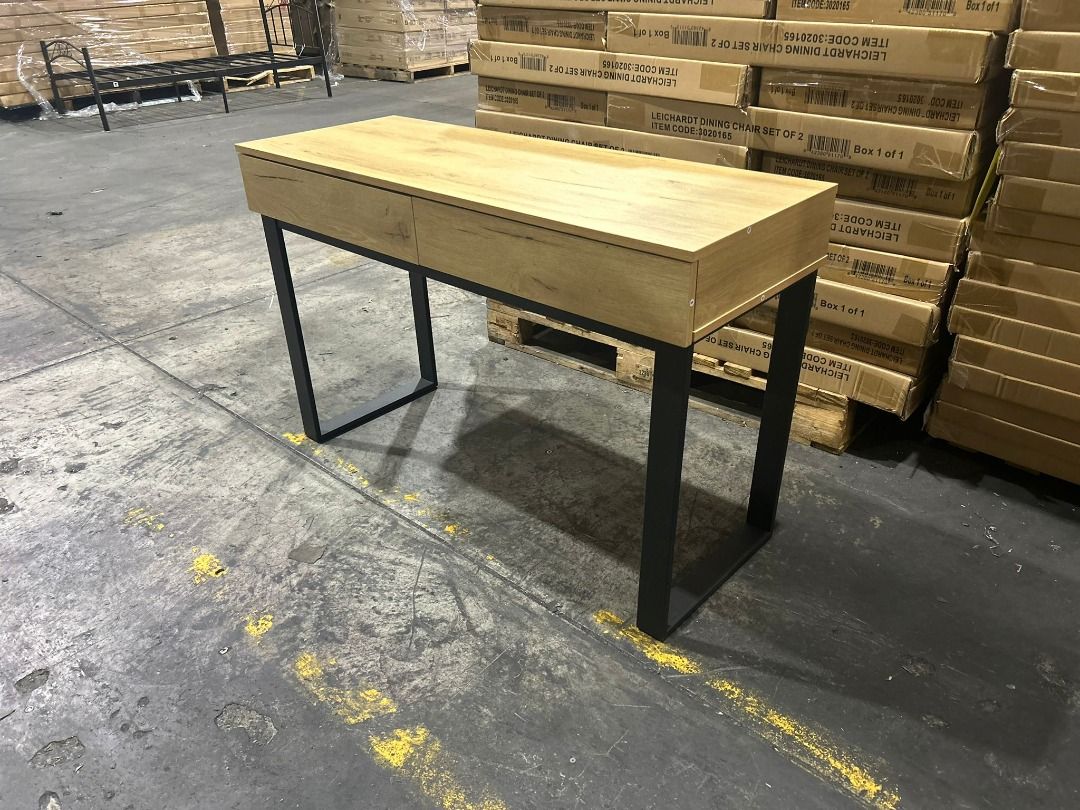 30% OFF!! OAK & BLACK MODERN BRONTE WRITING DESK WITH 2 HUGE DRAWERS!! (Category: Furniture) located in Melbourne. Submitted by priceworthfurniture (Listing ID 1352157227, Image 3). Description: Price: $399.99 ➡️ $279.99 *Only valid until 28/02/2025* Designed with a spacious tabletop for study materials and books, this desk includes two handle-free drawers for extra office storage. Sturdy metal legs provide stability, and its weight capacity supp