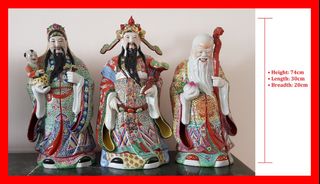 中国古玩　白磁福禄寿人物置物 Amazon.co.jp: 中国美術 七福神 白磁 寿老人立像 健康運幸運