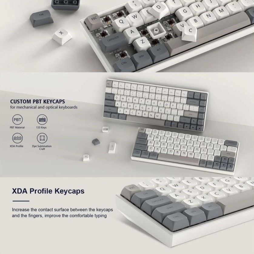 Vintage Grey Keycap Set XDA PBT (133 keys) (Category: Computer Keyboard) located in Pasay City. Submitted by albertgarfield (Listing ID 1352165866, Image 3). Description: Brand new. Never been used. Perfect combo for any Mechanical keyboard. PBT material, dye sublimation process, sturdy and durable, oil-free, Matte finish. Features the popular XDA profile-- almost the same height as that of DSA. Model: Vintage Grey Keycap Material: PBT (durable a