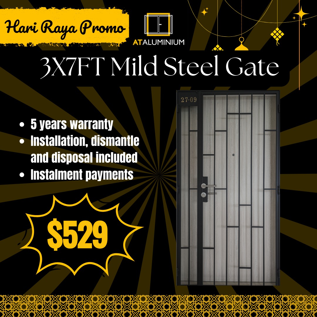 [HARI RAYA PROMOTION] 3x7ft / 4x7ft HDB/BTO/RESALE MILD STEEL GATE ...