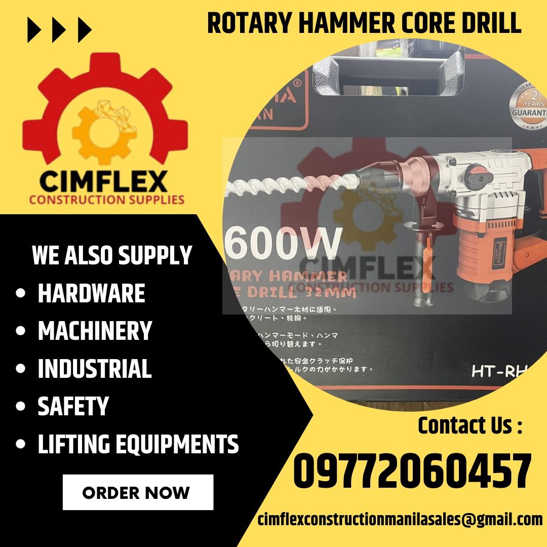 HOYOMA ROTARY HAMMER CORE DRILL 1600watts (Category: Industrial Equipment) located in Caloocan City. Submitted by cimflexcon63754 (Listing ID 1352152439, Image 1). Description: HOYOMA ROTARY HAMMER CORE DRILL 1600watts = = for more details and inquiry contact us @ 0977 206 0457 Look for Inah .