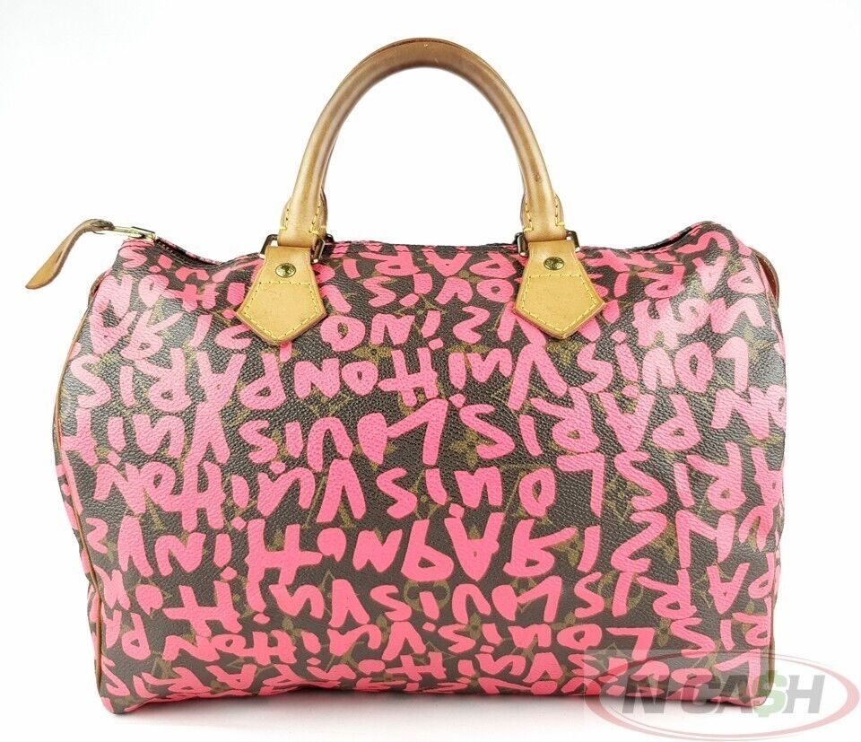 Louis Vuitton Speedy 30 Pink Graffiti (Category: Luxury Bags & Wallets) located in Quezon City. Submitted by luxury_by_n-cash (Listing ID 1352243188, Image 2). Description: N-Cash Pawnshop "Instant Cash for Bags, Watches, Cars, and Electronics" https://www.ncash-pawnshop-philippines.com/ Louis Vuitton Speedy 30 Pink Graffiti PRE-OWNED Measures: 12.25″ L x 8″ H x 6.5″ D (approx) 3″ Double Handle Drop Material: Monogram Canvas with Fluorescent Pink