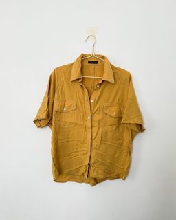 Yellow Contrast Stitch Buttondown top