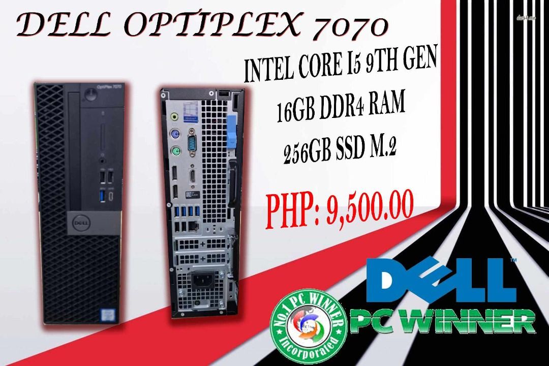 Core i5 9th gen dell optiplex 2ndhand 7070 model (Category: Desktops) located in Quezon City. Submitted by pcwinnerchai (Listing ID 1352362278, Image 1). Description: ✨ Ber months Promo ✨ 🧩 Dell Optiplex 7070 slim type 👉 Core i5 - 9500 ( 3.0ghz ) ♦️ 16gb ddr4 memory ♦️ 256 SSd m.2 ♦️ Intel UHD 630 👉 Conectivity 🧩 Hdmi 🧩 Display port 🧩 Usb 3.0/2.0 💸 9,500 ‼️ We can do shipping nationwide ✅ Ap cargo ✅ Capex cargo ✅ Bus terminal ✅ Lbc 👉Outsi