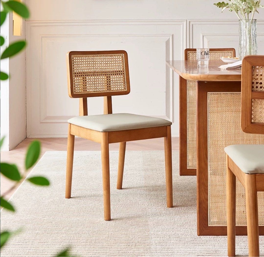 DECIA Japandi Rattan Dining Chair, Furniture & Home Living, Furniture ...