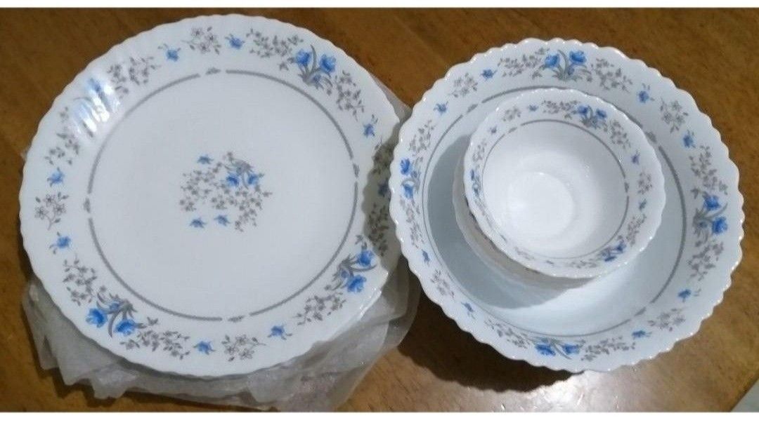 DINNER PLATES BOWL SET (Category: Dinnerware & Cutlery) located in Rizal. Submitted by baltiq (Listing ID 1352373924, Image 2). Description: BELLAGIO Brand Opal ware dinner set good as new - others unused with brand stickers at bottom saglit lang nagamit yung iba then stored. 📌take all 11pcs. 📌no chips, no cracks, no crazings 📌tempered opal glassware 📌microwave safe 📌6 dinner plates, 4 soup bowls, 1 big bowl 📌see pics for sizes; actual pics