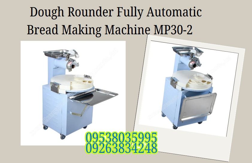 Dough Rounder Fully Automatic Bread Making Machine MP30-2 (Category: Breadmakers) located in Caloocan City. Submitted by nataliemor30968 (Listing ID 1352385865, Image 1). Description: Power:1500w Voltage:220v/380v Size:560*620*970mm Net weight:125k Production:60pcs/min Dough weight:45-180g .