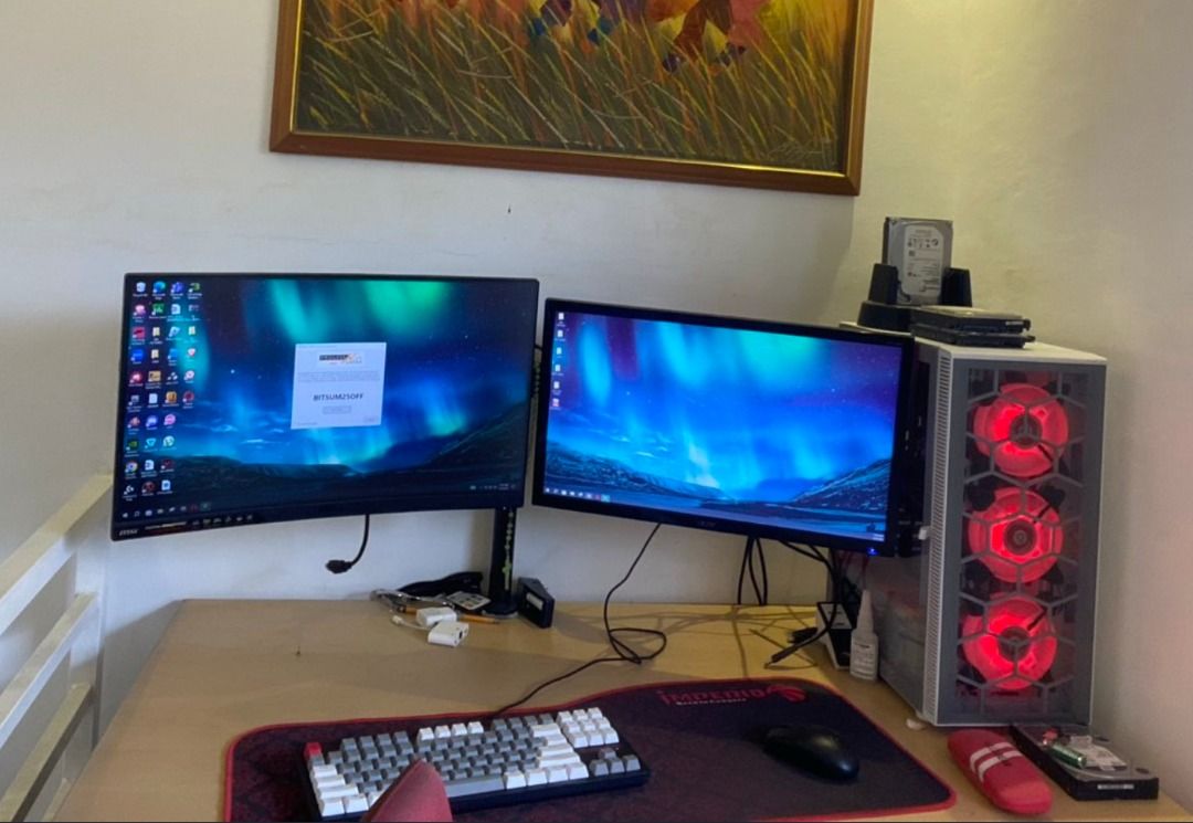 Gaming Computer - For Sale (Category: Desktops) located in Pasig City. Submitted by owenmaye30 (Listing ID 1352386238, Image 2). Description: 11th Gen Intel(R) Core(TM) i5-11400 @ 2.60GHz 16.0 GB of RAM DDR4 512 NVME SSD 1TBHDD Gigabyte Radeon RX 570 8GB Thermaltake Smart RGB Series PSU 500W 24 Inches MSI Monitor 144HZ 20 Inches Acer Monitor| Dual Bracket Note : ( Open for selling by parts ) .