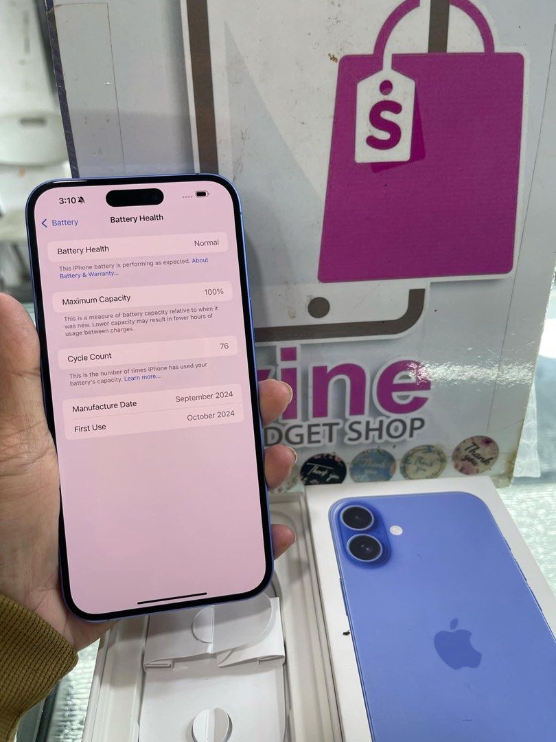 iphone 16plus 128gb dual sim good as new (Category: iPhone 16 Series) located in Cainta. Submitted by vine_gadget_shop (Listing ID 1352343350, Image 3). Description: iphone 16plus 128gb dual sim good as new complete package all original hk variant warranty until october 2025 pick up store greenhills shopping center we accept trade in we accepy credit card and ggives installment we do cod and door to door we ship nationwide for fast transaction ca