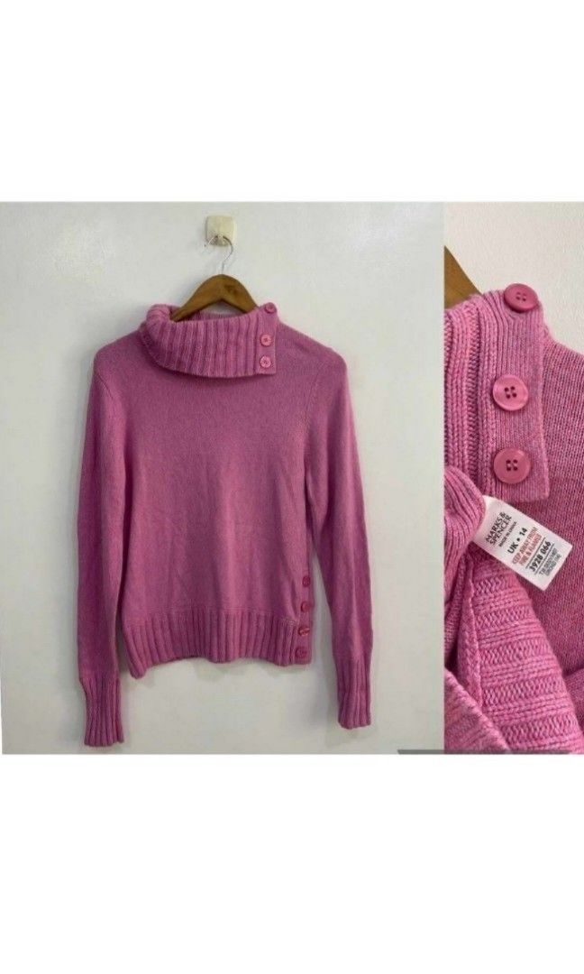 Marks & Spencer (Category: Others Tops) located in Leyte. Submitted by boxfabb8 (Listing ID 1352378321, Image 1). Description: M&S knitted top Perfect for travel in cold temps💦 Actual color is light pink as seen on when worn pic Fits medium.