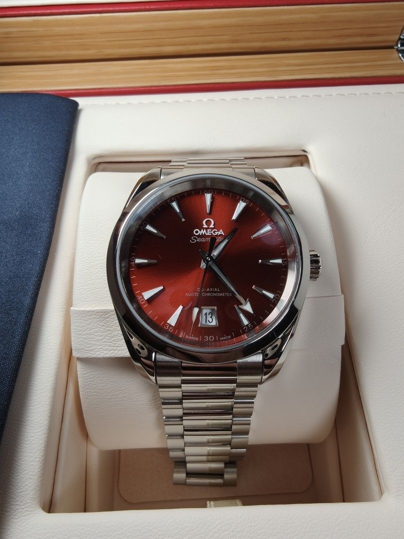 Omega Seamaster Aqua Terra (Category: Luxury Watches) located in Paranaque City. Submitted by your2guide (Listing ID 1352349162, Image 1). Description: Brand: Omega Model: Seamaster Aqua Terra with rae Terracotta Dial 38mm Year: 2023 Condition: Very good condition with sign of use micro scratches Details: Full set with original box and papers -Meet Up Only (Saturday and Sunday) -Meet up places (Alabang Town Center, Molito) -Open for authenticatio