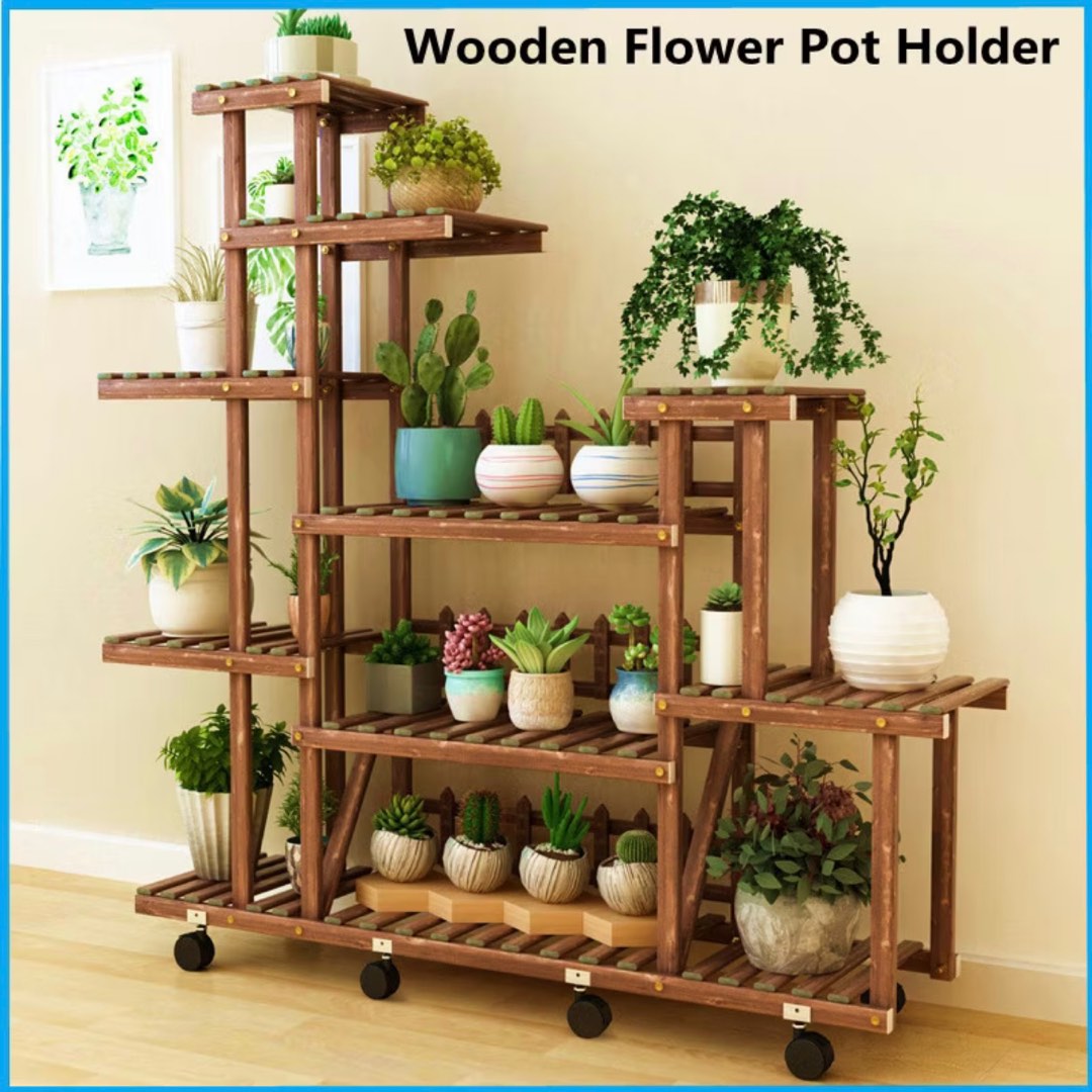 Plant rack | Wooden Plant Rack | Large Plant Flower Display | Flower ...