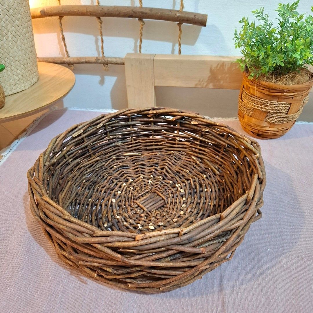 Rustic twig vine woven basket cottagecore farmhouse boho nest round tray decor (Category: Storage Boxes & Baskets) located in Dasmarinas. Submitted by millennialmeetsvintage (Listing ID 1352390764, Image 3). Description: H 12 x D 34 cm last price posted no haggling 🙅‍♀️ 📌shipping via lalamove only 📌no reservations, first-to-pay basis 📌nx o physical store, no walk-ins 📌ships from dasma cavite 📌no COD transactions helping tags: zara home west