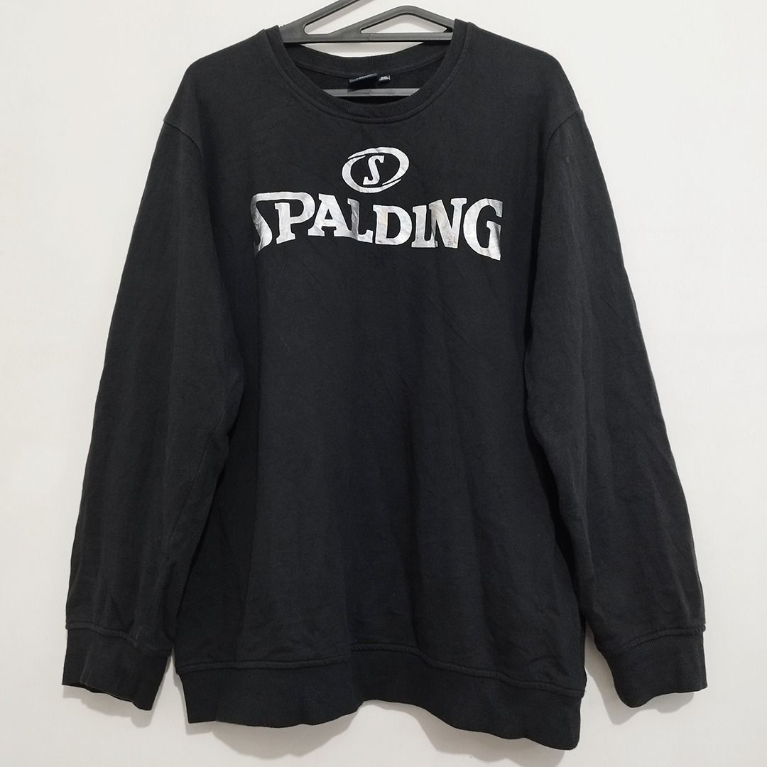 Spalding Sweatshirt (Thrift) Chrome Logo - Black Sweater Authentic - Large (Category: Hoodies) located in Marikina City. Submitted by unfadingph (Listing ID 1352510251, Image 1). Description: Authentic Spalding Sweatshirt/Sweater - Thrifted - Lightly Used - Printed Chrome Logo - Black Sweatshirt - Authentic(Complete wash tag) Size (width x length) Inches: - Good as Large - 24" x 28" (3XL in label - I guess this label came from women's size.) - Un