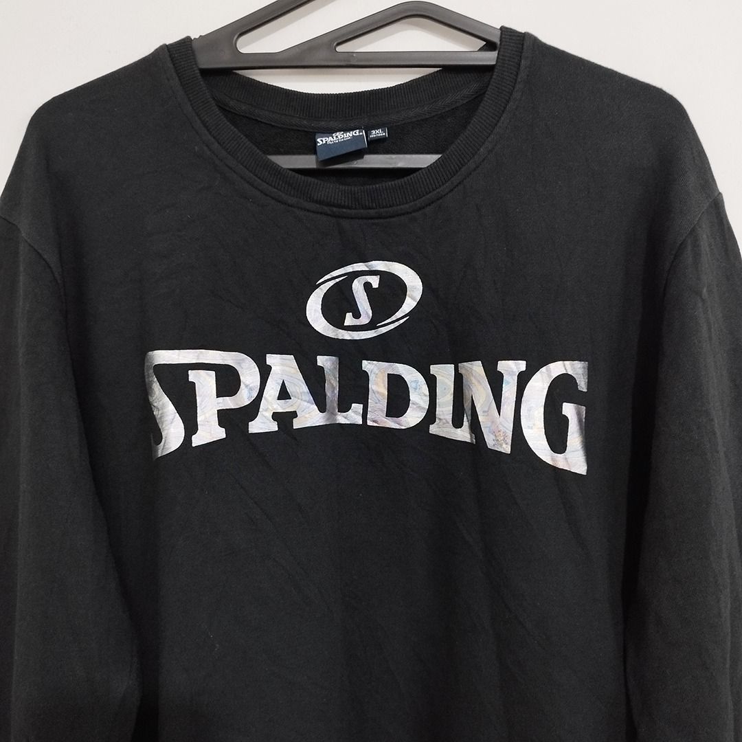 Spalding Sweatshirt (Thrift) Chrome Logo - Black Sweater Authentic - Large (Category: Hoodies) located in Marikina City. Submitted by unfadingph (Listing ID 1352510251, Image 2). Description: Authentic Spalding Sweatshirt/Sweater - Thrifted - Lightly Used - Printed Chrome Logo - Black Sweatshirt - Authentic(Complete wash tag) Size (width x length) Inches: - Good as Large - 24" x 28" (3XL in label - I guess this label came from women's size.) - Un