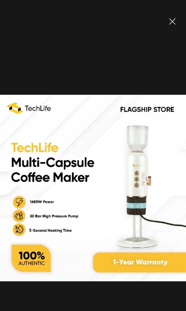 Techlife Multi Capsule Coffee Maker (Category: Coffee Machines & Makers) located in Makati City. Submitted by shopsaleph (Listing ID 1352355183, Image 1). Description: TECHLIFE MULTI CAPSULE COFFEE MAKER. only used 3x. Please see photos for description. pick-up from Bf Homes Pque.
