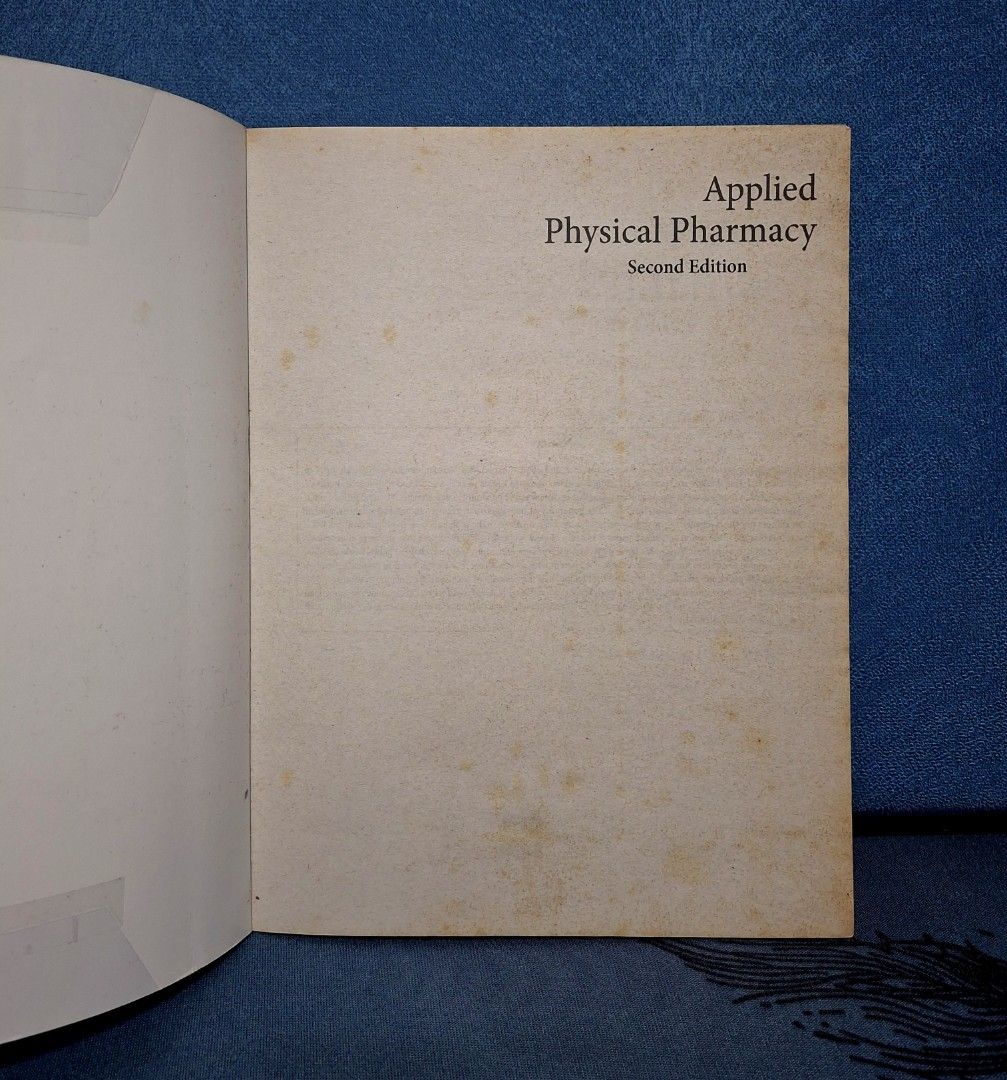 Applied Physical Pharmacy (2nd Edition) (Category: Textbooks) located in Manila. Submitted by defnother (Listing ID 1352590113, Image 3). Description: Secondhand Pharmacy Book – no writings/highlights – with plastic cover mop: gcash mod: ggx / j&t / sdd.