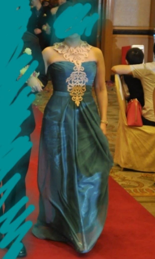 Evening gown size M (Category: Evening dresses & gowns) located in Manila. Submitted by mommiedeclutter (Listing ID 1352063437, Image 3). Description: Evening gown size M worn as bridemaid once nicely made. very flattering with bones made by Camille Co rfs: decluttering.
