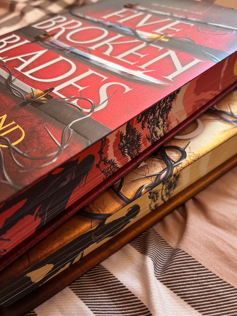 [SET] Five Broken Blades & Four Ruined Realms First Print Limited Edition (Category: Storybooks) located in Santa Rosa. Submitted by fbvolv (Listing ID 1352548149, Image 2). Description: Downsizing my books collection! Sold as a set. Barely used, just displayed on my shelf. MOP: GCash, BPI, BDO, Maribank MOD: 1. LBC Nationwide 2. Lalamove (from Sta. Rosa Laguna) - same day within Laguna / Cavite / Batangas 3. Lalamove (from Rockwell, Makati) - To