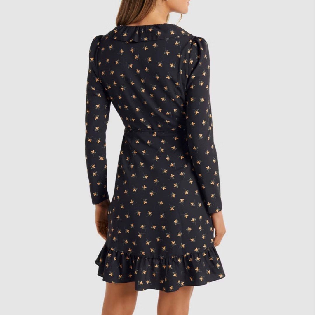 forever new chrissy wrap skater dress (Category: Dresses) located in Angeles City. Submitted by thriftchic_ (Listing ID 1352605315, Image 2). Description: - no issue! - a flouncy, feminine mini dress from work to weekend - plunging v neckline with ruffle trim - full length sleeves - removable waist tie - flowing mini skirt with assymetrical flounce hem - lined - fit l-xl Note: - item is in good condition - color may appear brighter or darker due 