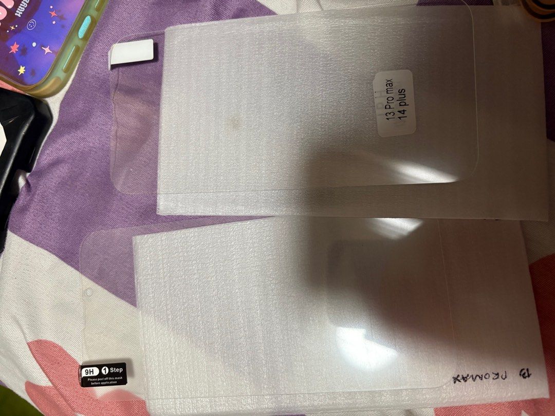 iPhone 13 pro max screen protectors (Category: Cases & Sleeves) located in Bacoor. Submitted by mimimissy_cat67 (Listing ID 1352650639, Image 3). Description: TAKE ALL SCREEN PROTECTORS 3 ceramic matte 1 matte tempered 1 glossy tempered.