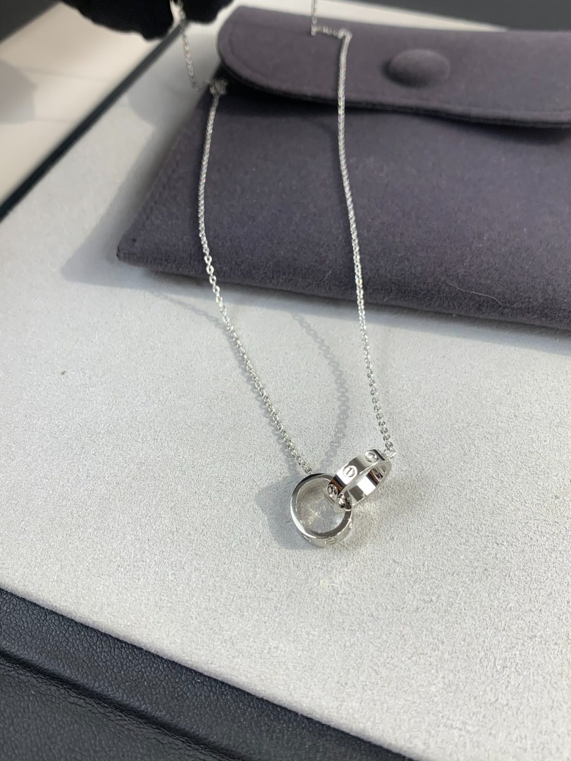 Double Ring Necklace In Sterling Silver main image 1