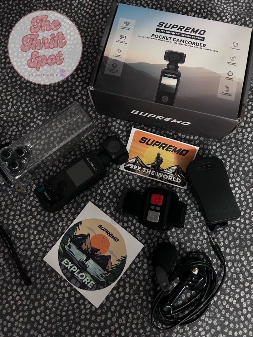 SUPREMO ULTRA HD POCKET ACTION CAMERA (Category: Video Cameras) located in Makati City. Submitted by thethriftspotbyloverosie (Listing ID 1352554697, Image 1). Description: SUPREMO ULTRA HD POCKET ACTION CAMERA Original Price: Php 2,499 Selling Price: Php 1,399 Status: Used once, in excellent condition—like new! USB cable is missing, but a Type C cable works perfectly for charging. RFS: No longer needed. Inclusions: 1 x Supremo Pocket Camcorder 1