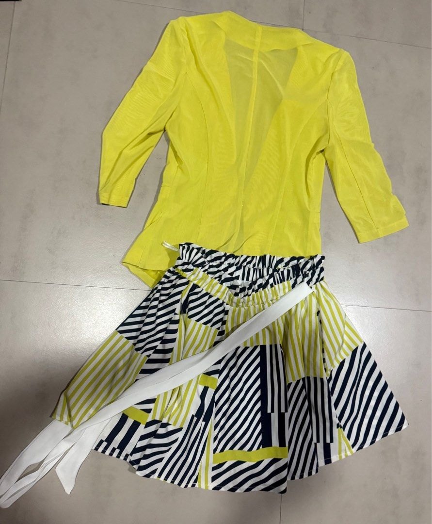 Yellow Blazer and Abstract Stripes Skirt Bundle (Category: Sets or Coordinates) located in Makati City. Submitted by janille (Listing ID 1352520688, Image 3). Description: Almost Brand New perfect ensemble for corporate office wear, evening parties.