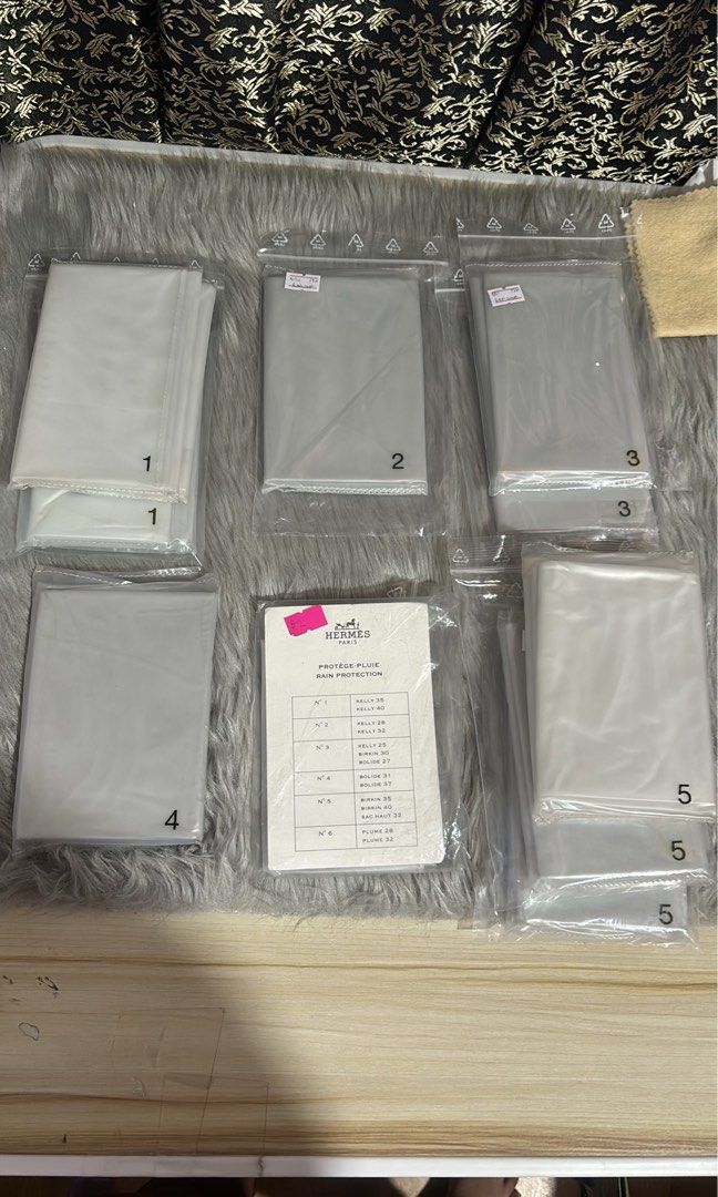 ‼️ Original Hermes Bag Raincoat (Category: Luxury Accessories) located in Quezon City. Submitted by box.luxebycheng (Listing ID 1297904533, Image 1). Description: Hermes Bag Raincover @ 1800/set (2pcs) .