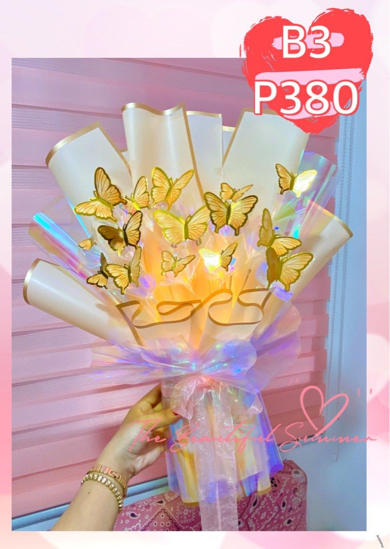 Butterfly Bouquet for Valentines Day (Category: Flowers & Bouquets) located in Cavite. Submitted by thebeautifulsummer (Listing ID 1352765533, Image 3). Description: Valentines Days is just around the corner. 💝🥳 You know what that means.. its the perfect time to let people around you know you care, and give a gift that gets Remembered! 💗 Butterfly Bouquet 🦋 Chocolate Bouquets 🍫💐 & Bobo Flower Balloon 🎈 are up for Grabs! 🌸 We are now accep
