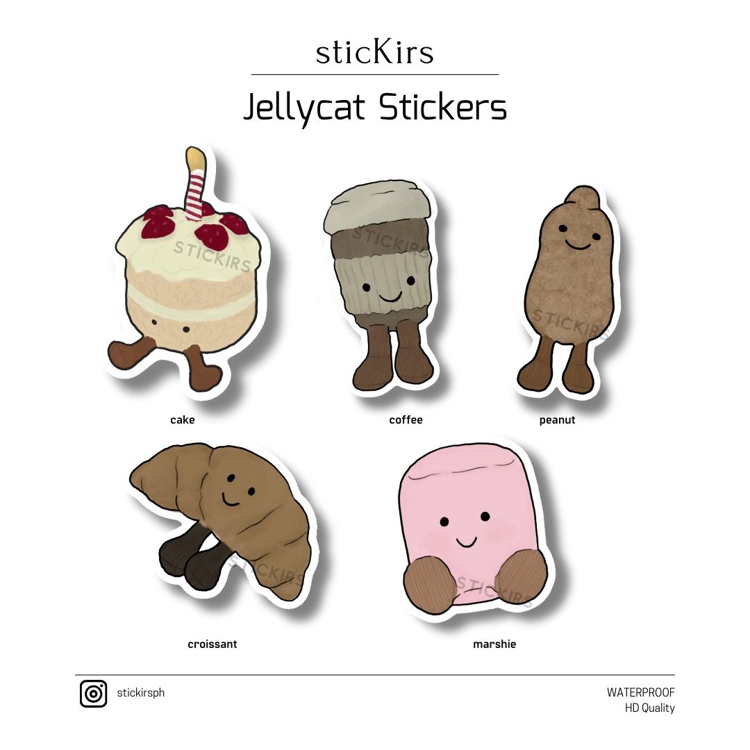 Jellycat Vinyl Stickers (Category: Art & Prints) located in Las Pinas. Submitted by stickirsph (Listing ID 1352808238, Image 1). Description: Jellycat Vinyl Stickers each = Php 25 Jellycat Sticker Sheet = Php 100 VALENTINES EDITION: Jellycat Vinyl Stickers each = Php 30 Jellycat Sticker Sheet = Php 120 - water resistant - scratchproof - HD quality - Tumber, laptops, journals, scrapbook, creative projects, etc. follow us on Instagram for more! @st