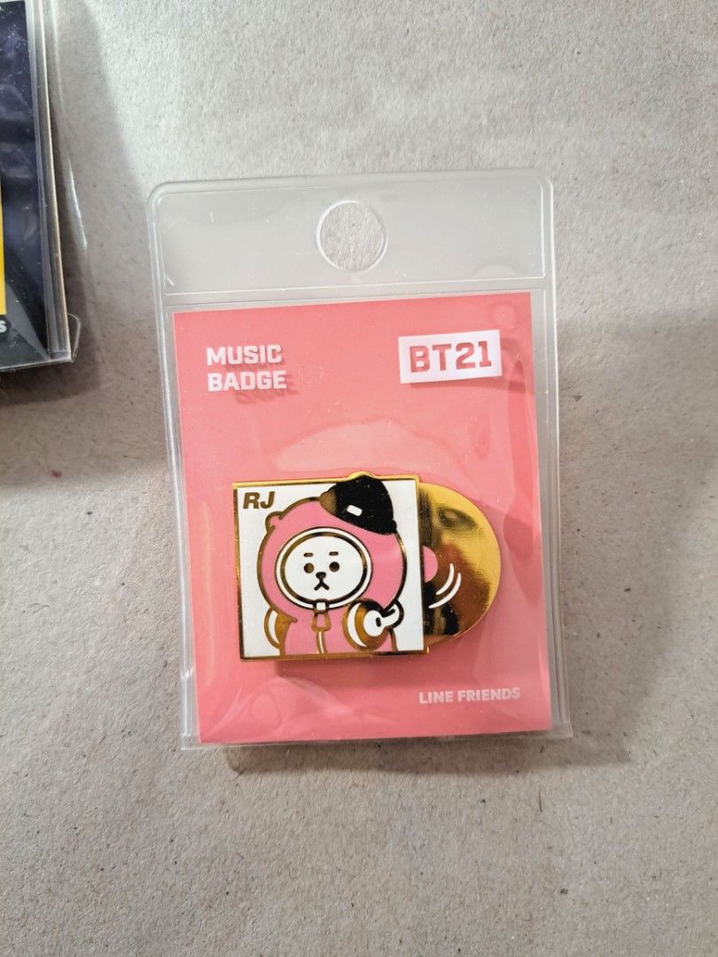 Official BT21 Line Friends Character Enamel Pin RJ Music Badge, Hobbies ...