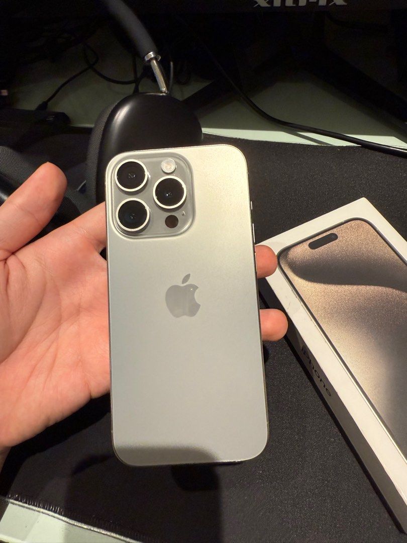 RUSH iPhone 15 Pro 128GB (Category: iPhone 15 Series) located in Manila. Submitted by travisdyyy (Listing ID 1352779520, Image 2). Description: iPhone 15 Pro 128GB – Excellent Condition | Dual SIM (eSIM + Physical SIM) | No Issues | With Box Selling my iPhone 15 Pro (128GB) in pristine condition no dents, no issues, and fully functional. ✅ With box same imei and serial ✅ With apple care and warranty ✅ 93% Bh 300 CC ✅ Makinis na makinis good as ne