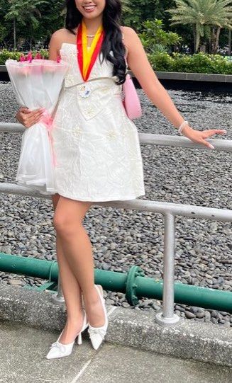 White Modern Filipiniana Dress / Graduation Dress / Oathtaking with  Embroidered Flowers and Pearl FOR RENT, Women's Fashion, Dresses & Sets,  Dresses on Carousell