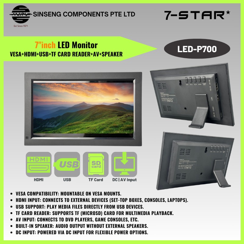 7-STAR* USB Type C 7Inch LED Monitor with USB C Powered| Digital Photo ...