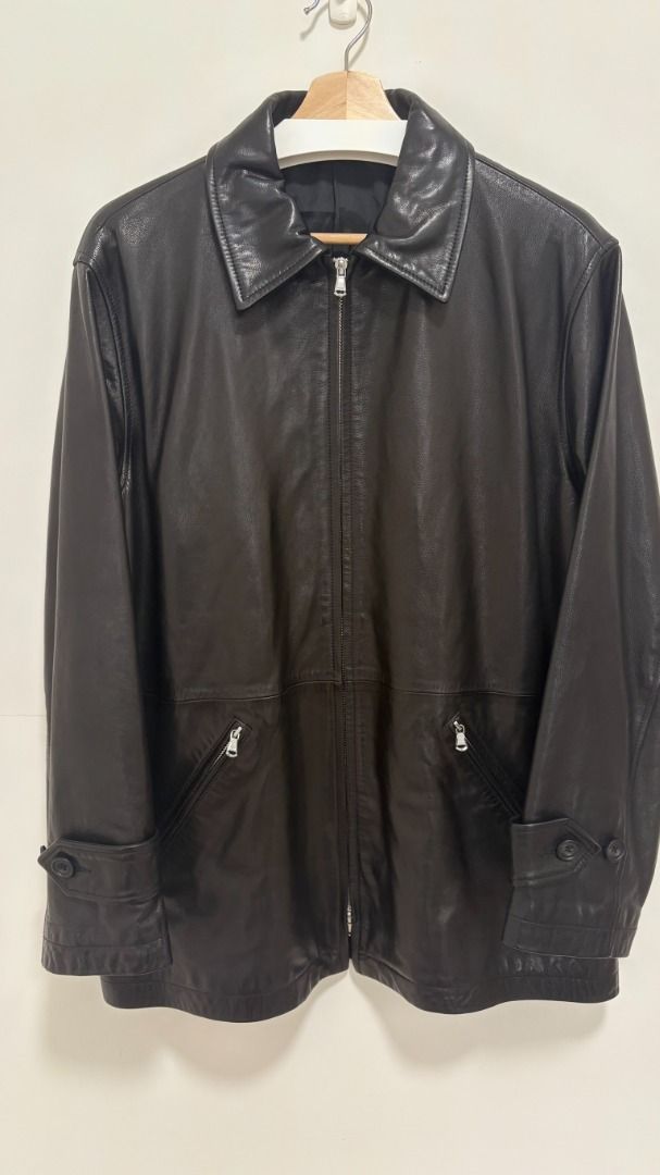 特惠美品23SS yoke goat leather zip blouson 黑色羊皮皮衣Car