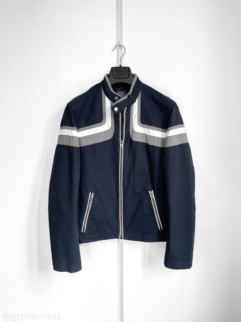 BNWT Armani Exchange Light Cafe Racer Jacket (Category: Coats, Jackets and Outerwear) located in Quezon City. Submitted by grailonious (Listing ID 1352970613, Image 1). Description: Armani Cafe Racer. Racing stripe serves both the purpose of looking sporty and being the jacket vent as well. I love it so nice, fits so perfectly on me. Fits mens S-M. See the last 4 pics for measurements. 145 USD In the 2010s is roughly equal to 190-200 USD in 2025.