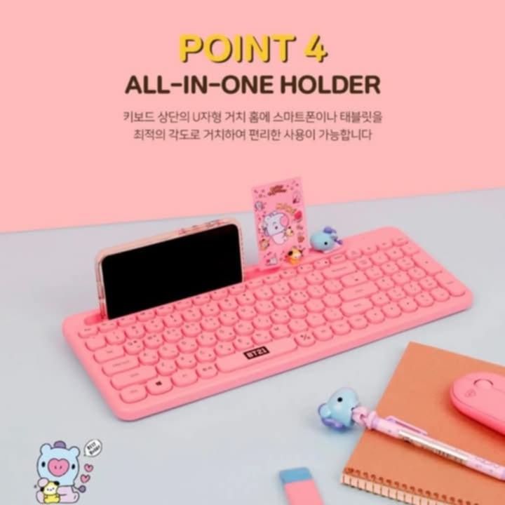 Bt21 Multipairing My Little Buddy Keyboard (Category: Computer Keyboard) located in San Mateo. Submitted by purple_family (Listing ID 1352925111, Image 2). Description: Bt21 Multipairing My Little Buddy Keyboard❗️❗️SALE❗️❗️ cooky onhand Official and Sealed loc QC.