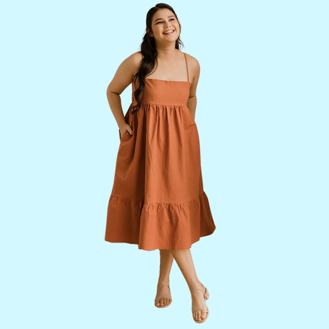 Hey Candy Avery Tiered Linen Dress - Rust (Category: Dresses) located in Quezon City. Submitted by closetdeclutterrrrr (Listing ID 1352995875, Image 1). Description: Fits S-M.