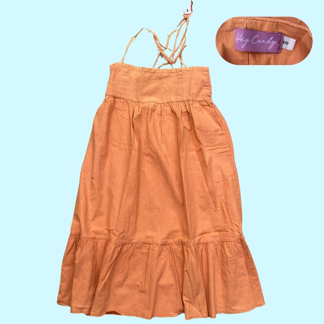Hey Candy Avery Tiered Linen Dress - Rust (Category: Dresses) located in Quezon City. Submitted by closetdeclutterrrrr (Listing ID 1352995875, Image 2). Description: Fits S-M.