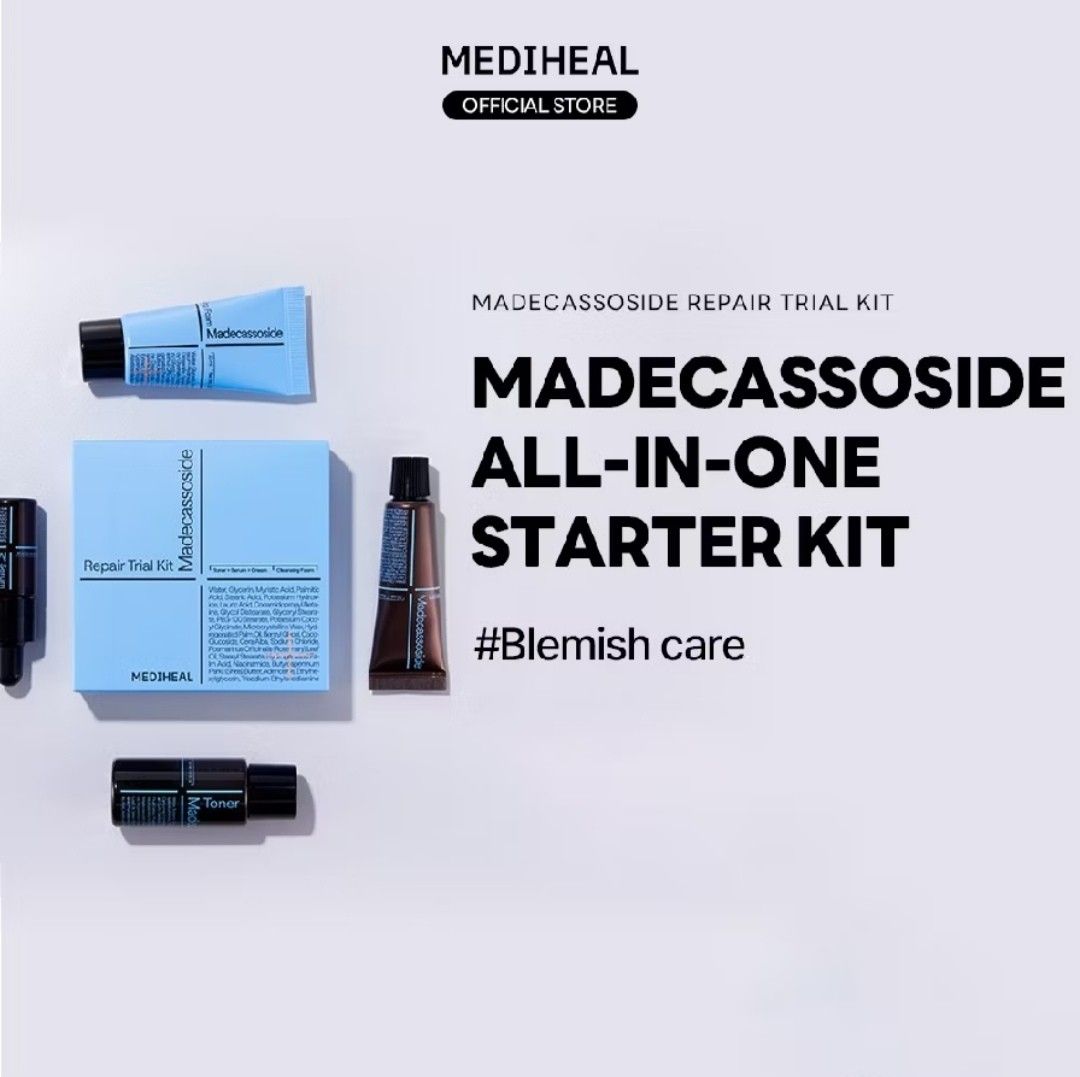Mediheal Madecassoside Starter Kit (Category: Face Care) located in Mandaluyong City. Submitted by aeurea (Listing ID 1352908347, Image 2). Description: Decluttering, shop my skin care stash! 🌸 Still has box Facial Wash - 60% full Toner - 100% full Serum - 50% full Moisturizer - 60% full 🌸 Check out my profile for more products 🌸 Please don't hesitate to msg me for more info. 🌸 All are last price unless stated otherwise. 🌸 NO LOWBALLING PLS.