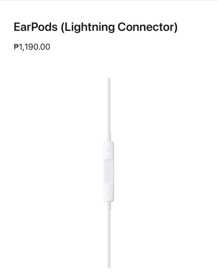 Original Apple Earpods Lightning Connector (Category: Headphones & Headsets) located in Cavite. Submitted by kitanawins (Listing ID 1352962404, Image 3). Description: For Sure Buyers only Actual Photos Posted Same Day delivery via Lalamove or Grab around Metro Manila and Calabarzon area, and any Available Couriers Nationwide. For Sure Buyers only Unlike traditional, circular earbuds, the design of the EarPods is defined by the geometry of the ear