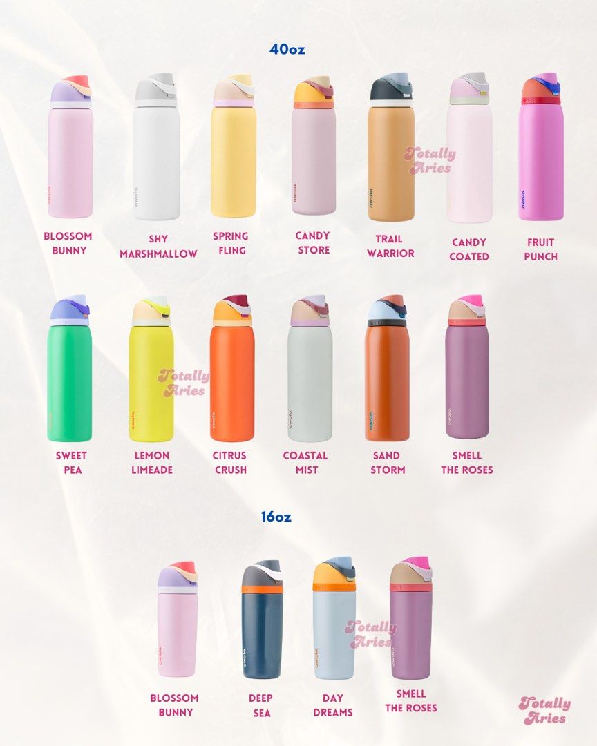 Owala Bottles (Freesip, Freesip Twist, Freesip Sway, Smoothsip Slider) (Category: Water Bottles & Tumblers) located in Manila. Submitted by totallyaries.ph (Listing ID 1352987369, Image 2). Description: OWALA bottles — for pre order 🤍 send us the size & colorway youre looking for & we’ll try to source it for you💋.